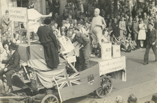 833162 Afbeelding van een opgetuigde wagen met kandidaat-leden ('groenen') van de Utrechtse studentenvereniging Veritas ...